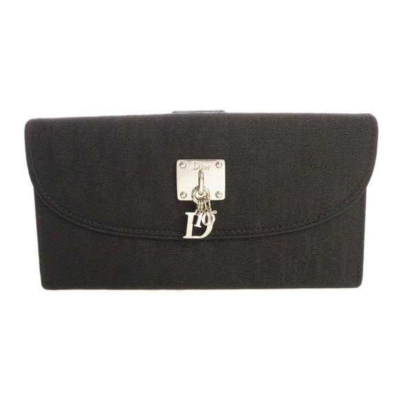 Christian Dior Trotter Pattern Long Wallet Coin Purse Nylon Leather - Picture 1 of 10